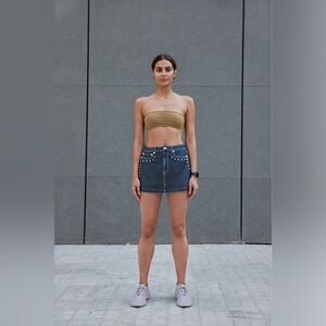 Altar'd State Blue Jean Shorts with Studs M NWT